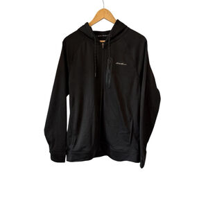 Eddie Bauer Hoodie Full Zip Jacket Mens L Black FreeDry Activewear